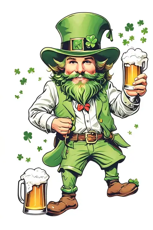 leprechaun with beer tattoo design idea