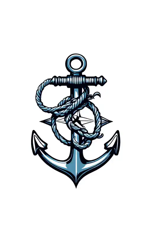boat anchor compass rope shark  tattoo design idea