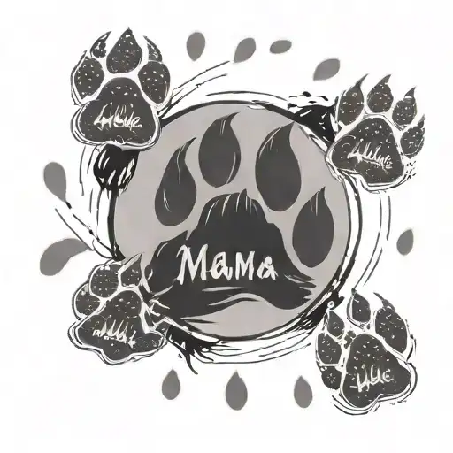 mama bear paw print surrounded by baby bear paw print tattoo design idea