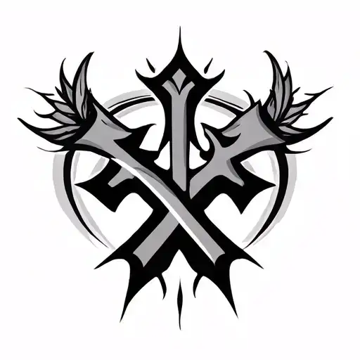triple cross tattoo design idea