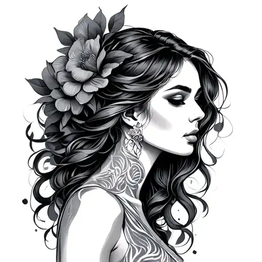 strength and femininity tattoo design idea