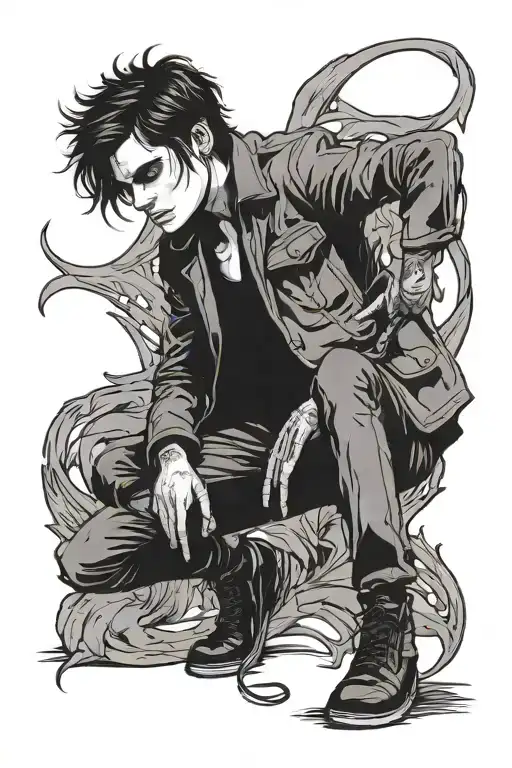 gerard way, says "i'm not dead i only dress that way" tattoo design idea