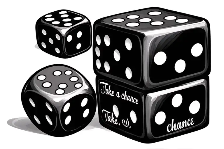 dice with "take a chance" tattoo design idea