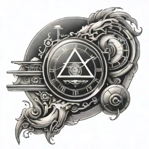 Pink Floyd time running tattoo design idea