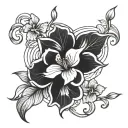 violet flower intertwined tattoo design idea