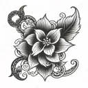 violet flower intertwined tattoo design idea