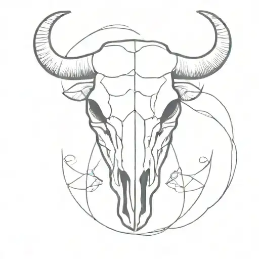 bull skull western tattoo design idea