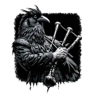  crow muscular with mans face bagpiper playing black bagpipes baldblack beard tattoo design idea