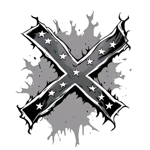 confederate flag waving ripped tattoo design idea