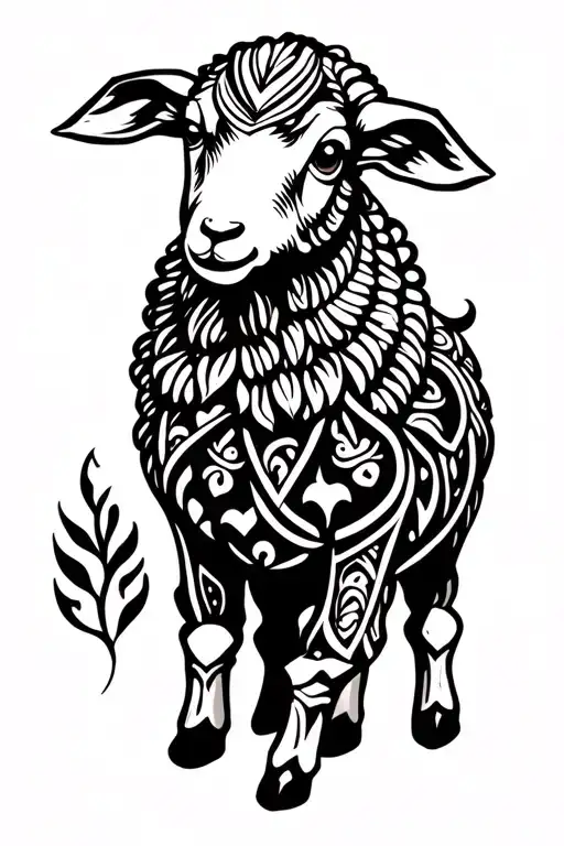 lamb standing tattoo design idea