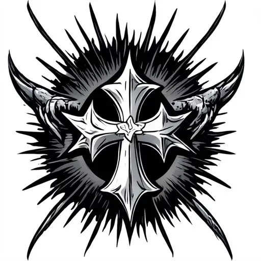 3 nails cross tattoo design idea