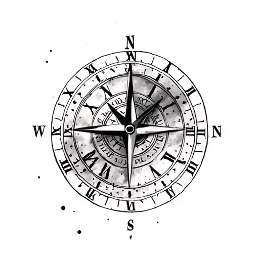 clock and compass (gods perfect timing) tattoo design idea