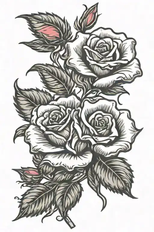 case IH logo and rose petals falling tattoo design idea
