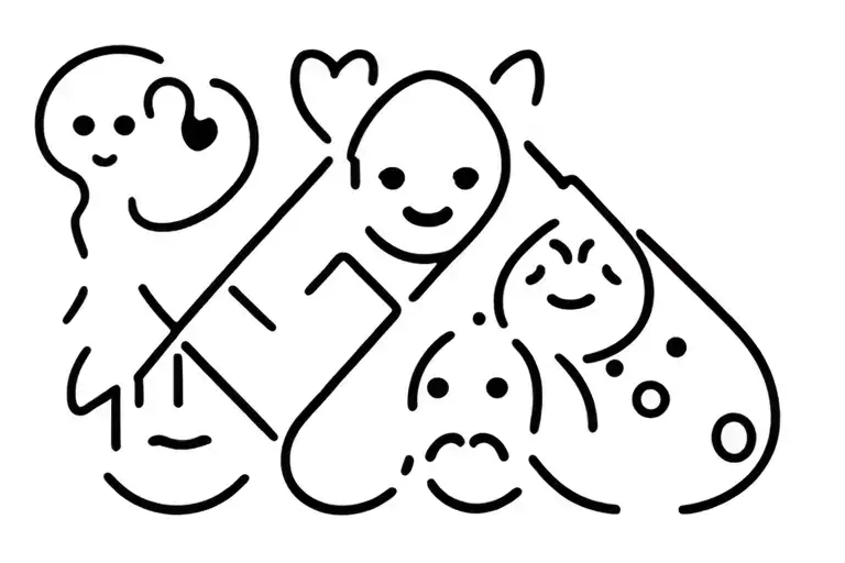 We need a tattoo with these seals XIV.IV-XXVII.II and emotions from emoticons in the form of a patch, without additional images tattoo design idea