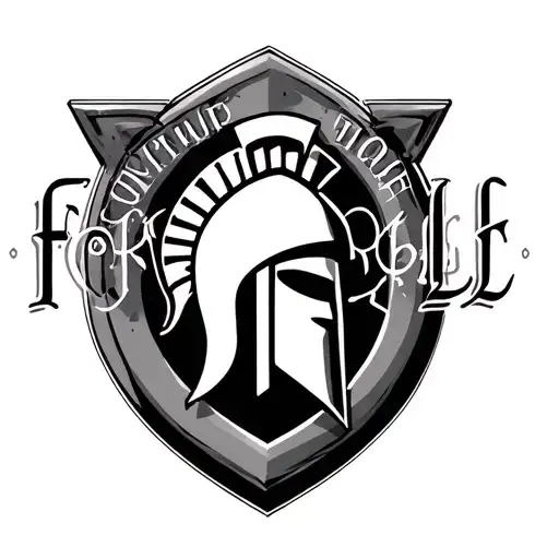 Fortune favors the bold, written in Latin with a spartan helmet tattoo design idea