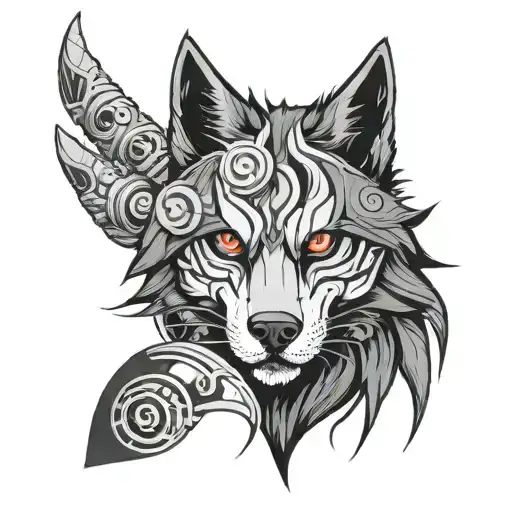 Lobo com sharingan do Itachi Uchiha tattoo design idea