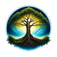 tree of life with deceased loved ones birth and death dates tattoo design idea