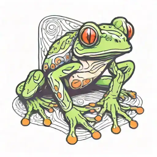 red eyed tree frog sitting tattoo design idea