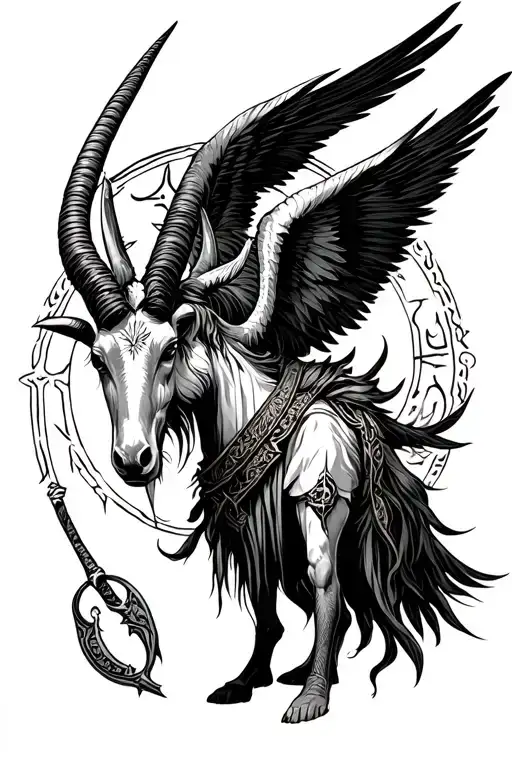 arcangel uriel with capricorn zodiac sign tattoo design idea