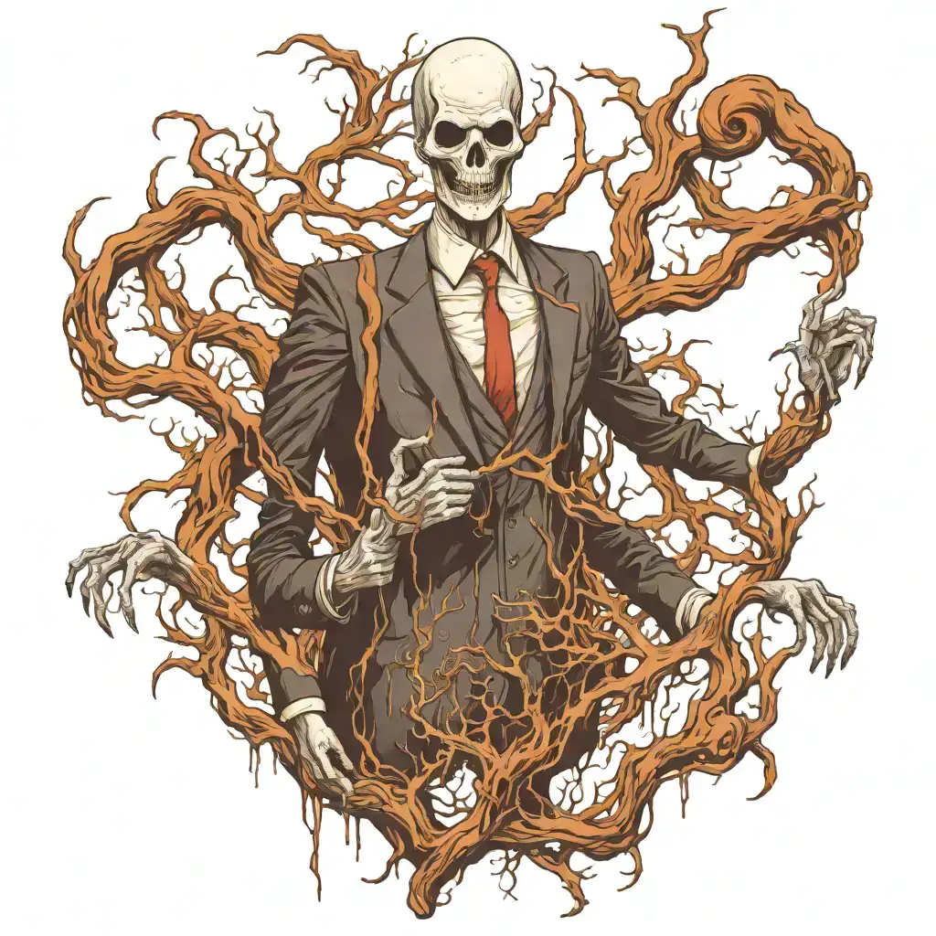 Photo of Slender Man,creepy, horror, highly detailed, digital painting, artstation,8k, high quality tattoo tattoo design idea