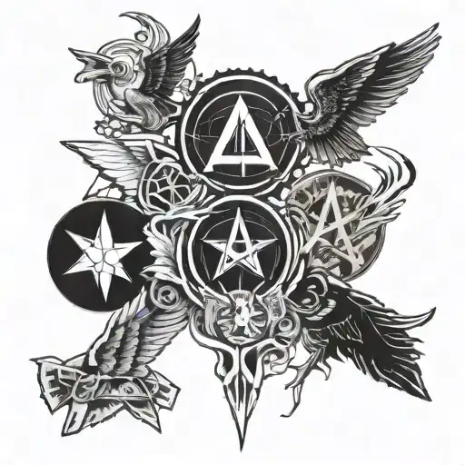 angels and airwaves, blink 182, boxcar racer, and plus 44 collage logos tattoo design idea