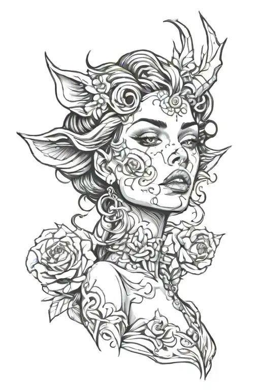 horny girl tattoo design idea