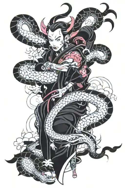 Cyberpunk Japanese tattoo design idea