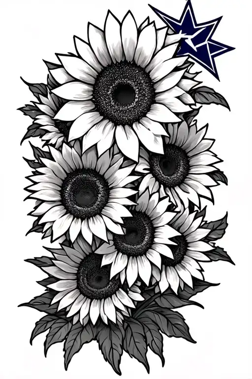Memorial tattoos Sunflowers & Dallas Cowboys tattoo design idea