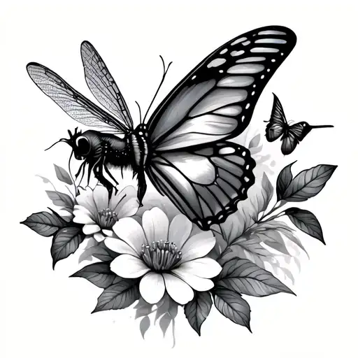 butterflys, bees, flowers, dragonfly's, firefly's, hummingbird tattoo design idea