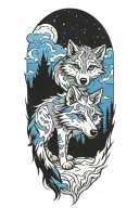 cherokee wolf pup blue merle anime tattoo design idea