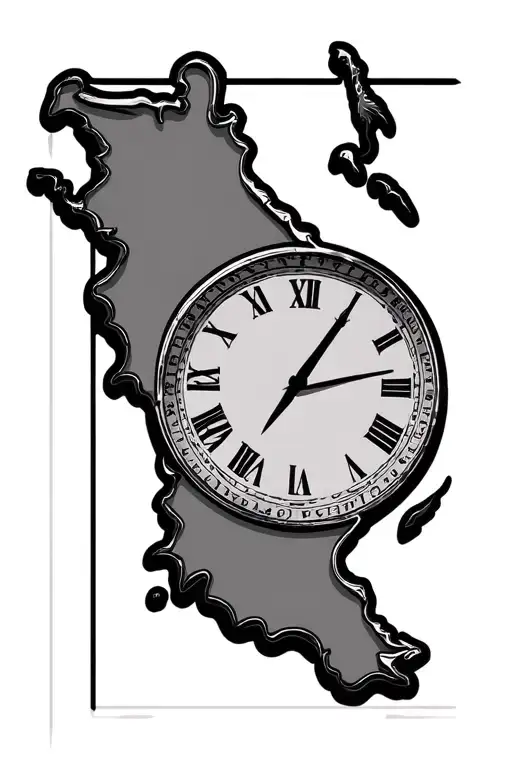 analog clock with colombia country outline  tattoo design idea