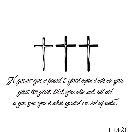 three crosses with the scripture 1 John 4:21  tattoo design idea