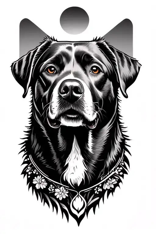 caravan sunrise Labrador tattoo design idea