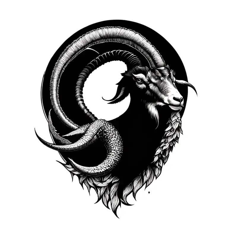 Capricorn Sea goat tattoo design idea