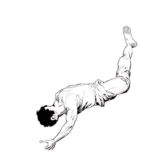 man falling through the air tattoo design idea