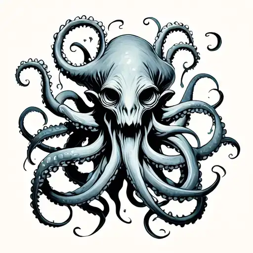 call of chthulu quote with tentacles wrapping tattoo design idea