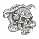 mayan skull snake tattoo design idea