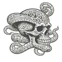mayan skull snake tattoo design idea