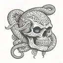 mayan skull snake tattoo design idea