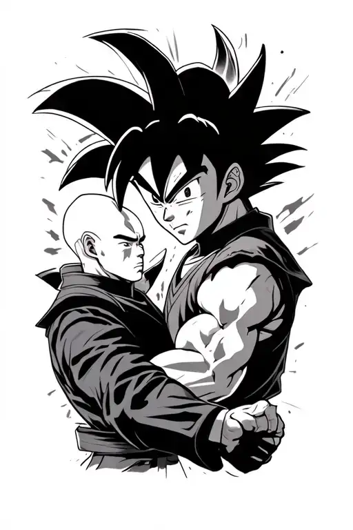goku vs saitama sensei tattoo design idea