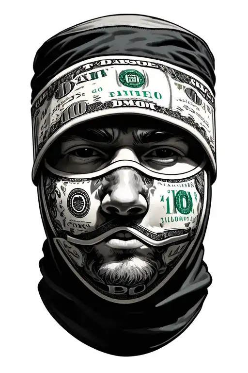 ski mask with money tattoo design idea