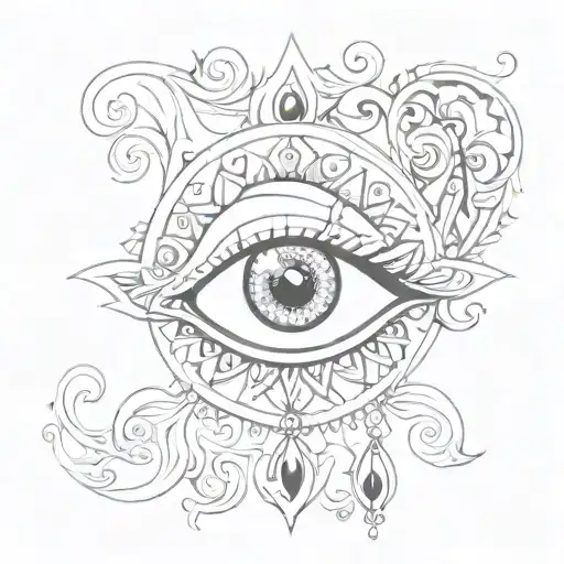 Gypsy queen evil eye tattoo design idea