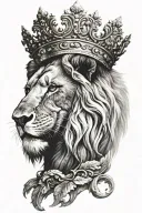 A majestic lion with a crown, symbolizing strength and leadership in the church tattoo design idea