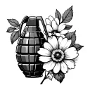 grenade and flower mixed together  tattoo design idea