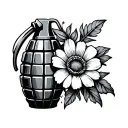 grenade and flower mixed together  tattoo design idea