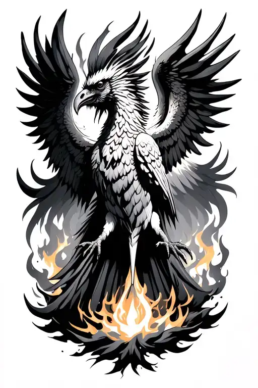 RA Phoenix rising from ashes symbolizing rebirth tattoo design idea