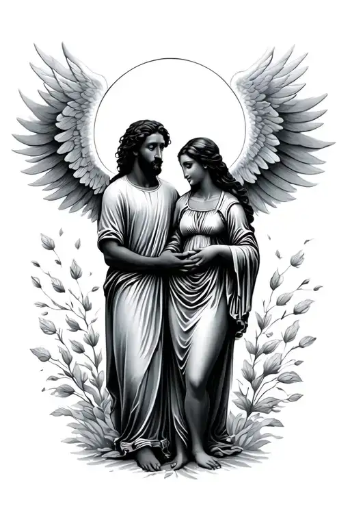 black mother still on earth black father in heaven holding hands tattoo design idea