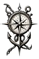 compass and anchor tattoo design idea