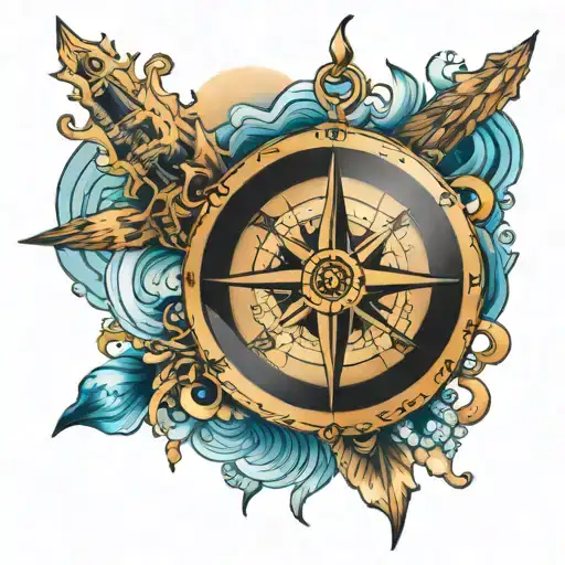 compass,ocean tattoo design idea
