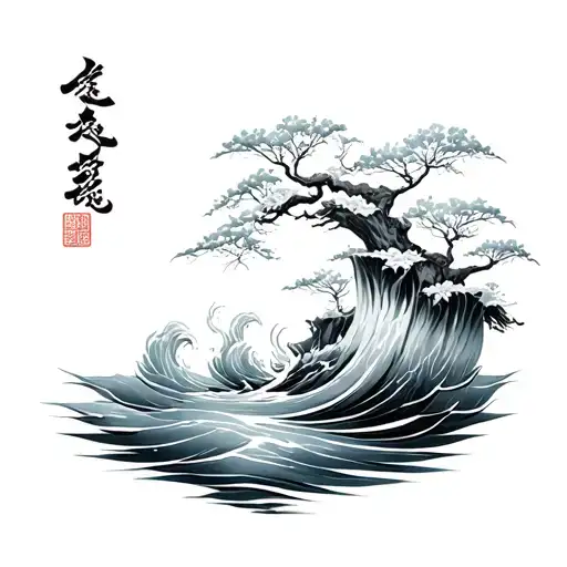 Japanese Style Water tattoo design idea